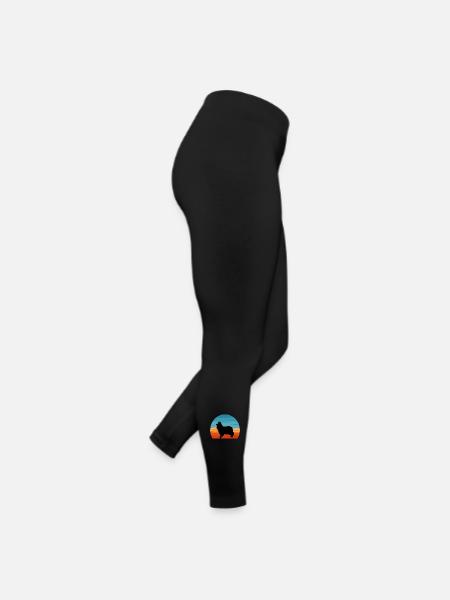 Collie Rough Dog Lover Silhouette Vintage Sonnenuntergang - Frauen Jersey Leggings - Schwarz - Rechts