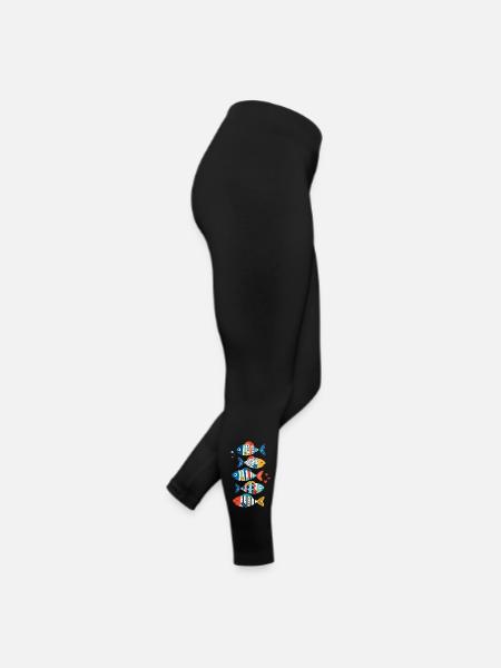 Geometrischer Regenbogenfisch - Frauen Jersey Leggings - Schwarz - Rechts