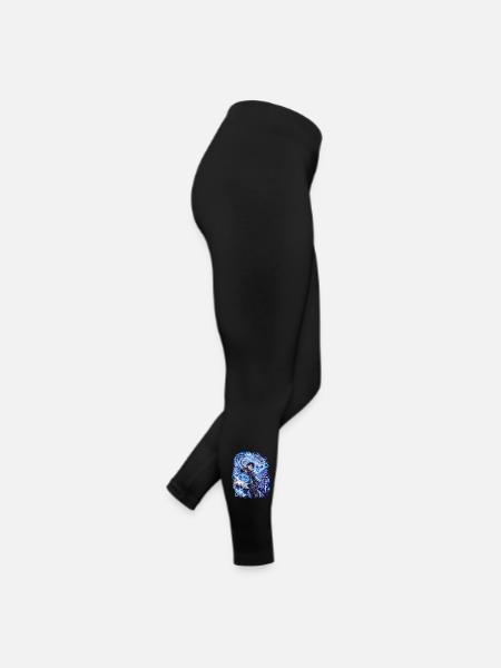 Eiswolf-Magier mit magischem Kreis - Frauen Jersey Leggings - Schwarz - Rechts