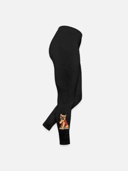 Französische Bulldogge Mom Mit Herz - Frauen Jersey Leggings - Schwarz - Rechts