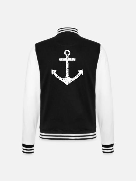 anchor - College Sweat Jacket - black/white