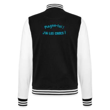 Magne-toi J'ai les Cr*cs – Bleu Pop - Veste Teddy - noir/blanc - Dos - Marisol (170cm)