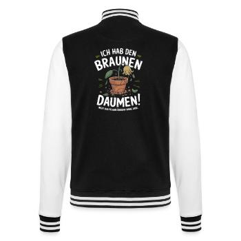 Ich habe den braunen Daumen - College-Sweatjacke - Schwarz/Weiß - Hinten - Marisol (170cm)