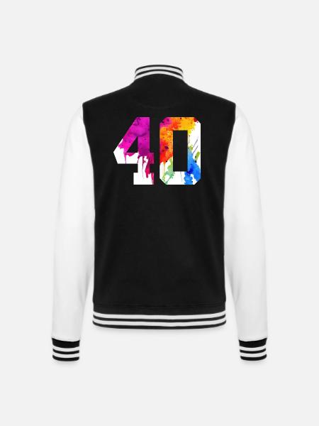 NUMMER 40 JAHRE ALT 40. GEBURTSTAG - College-Sweatjacke - Schwarz/Weiß