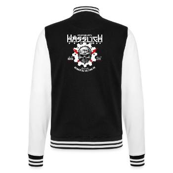 EBM - Reisegruppe Hässlich - College-Sweatjacke - Schwarz/Weiß - Hinten - Marisol (170cm)