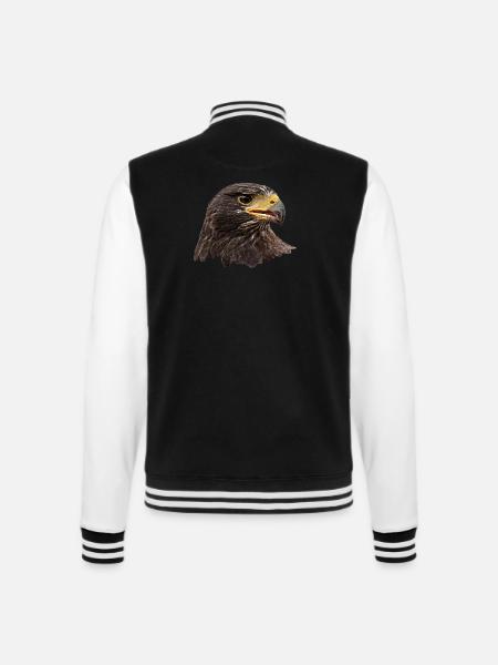 Adler, Falke, Greifvogel aus Falknerei, braun - College-Sweatjacke - Schwarz/Weiß