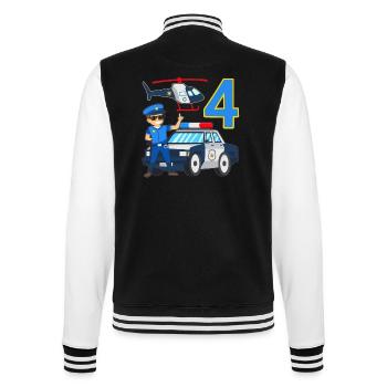 4 Geburtstag Polizei Auto 4 Jahre alt Polizist - College-Sweatjacke - Schwarz/Weiß - Hinten - Marisol (170cm)