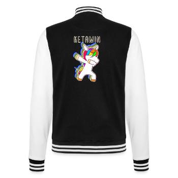 Ketamin Dabbing Unicorn Keta Einhorn Techno Rave D - College-Sweatjacke - Schwarz/Weiß - Hinten - Marisol (170cm)
