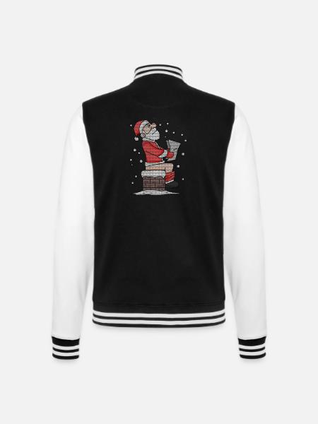 Père Noël assis sur la cheminée drôle - Veste Teddy - noir/blanc