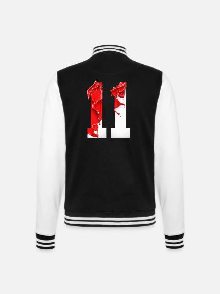 NR. 11 NUMMER 11 ROT WEIß 11. GEBURTSTAG - College-Sweatjacke - Schwarz/Weiß
