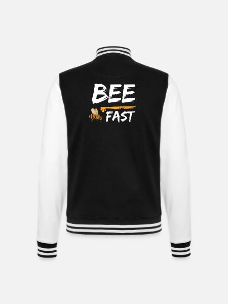 bee fast bees honey - College-Sweatjacke - Schwarz/Weiß