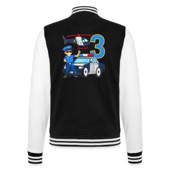 3 Geburtstag Polizei Auto 3 Jahre alt Polizist - College-Sweatjacke - Schwarz/Weiß - Hinten - Marisol (170cm)