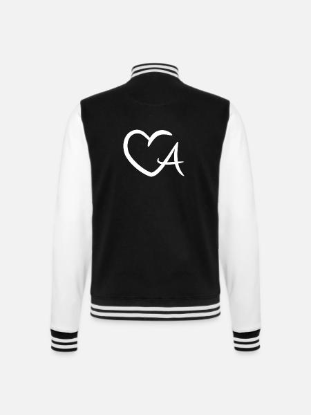 Herz Buchstabe A - College-Sweatjacke - Schwarz/Weiß
