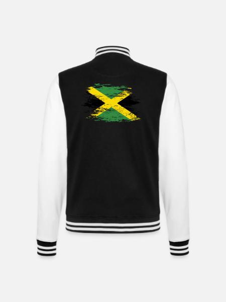 Jamaica flag used - College Sweat Jacket - black/white