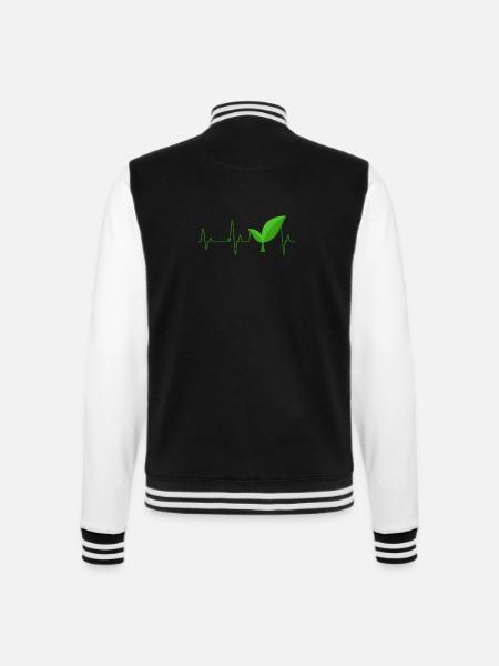 Vegan - College-Sweatjacke - Schwarz/Weiß