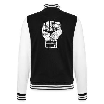 ANIMAL RIGHTS VEGAN - College Sweat Jacket - black/white - Back - Marisol (170cm)