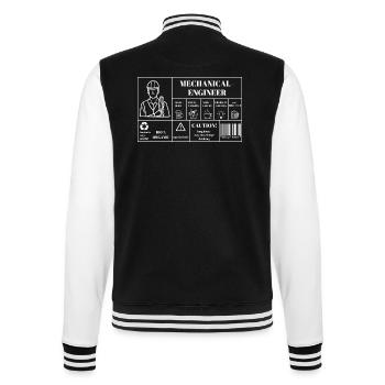 Name: Mechanical Engineer Nutrition Label - College-Sweatjacke - Schwarz/Weiß - Hinten - Marisol (170cm)