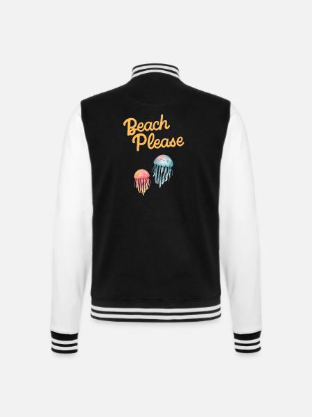 beach please jellyfish - College Sweat Jacket - black/white