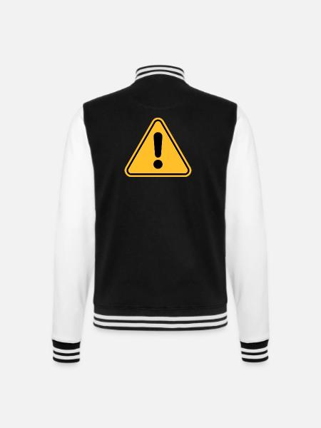Warning sign / Exclamation point - College Sweat Jacket - black/white