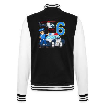6 Geburtstag Polizei Auto 6 Jahre alt Polizist - College-Sweatjacke - Schwarz/Weiß - Hinten - Marisol (170cm)