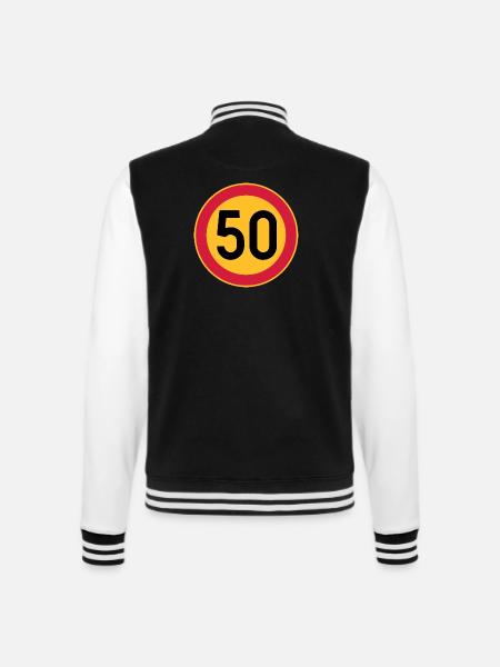 50 Limit / Tempolimit - College-Sweatjacke - Schwarz/Weiß