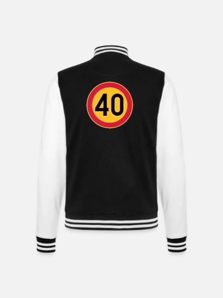 40 Limit / Tempolimit - College-Sweatjacke - Schwarz/Weiß