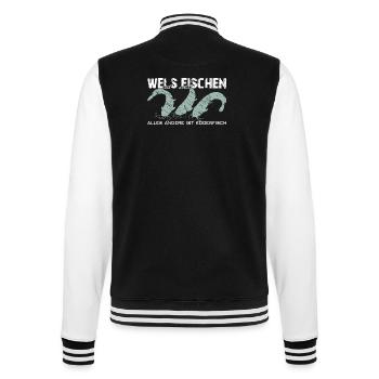 Wels angeln Waller fischen Team Waller - College-Sweatjacke - Schwarz/Weiß - Hinten - Marisol (170cm)