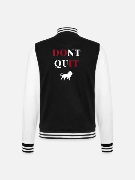 don't quit lion heart - College Sweat Jacket - black/white