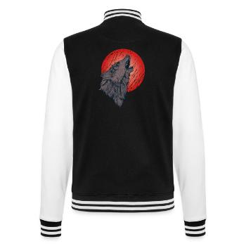 Howling wolf, full moon - College Sweat Jacket - black/white - Back - Marisol (170cm)