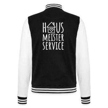 Hausmeister Service - Hausmeisterservice - College-Sweatjacke - Schwarz/Weiß - Hinten - Marisol (170cm)
