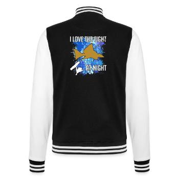 Waller Welssilhouette Angelrute und Farbkleckse - College-Sweatjacke - Schwarz/Weiß - Hinten - Marisol (170cm)