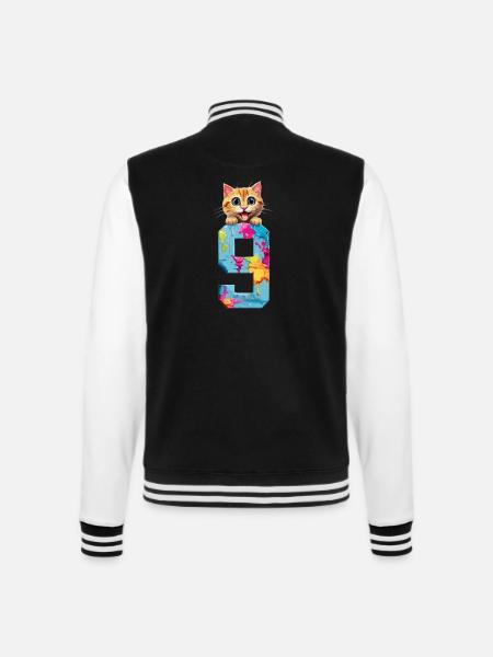 9 YEARS OLD CAT 9TH BIRTHDAY - College Sweat Jacket - black/white