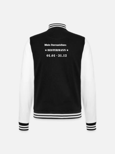 Bester Mann Wassermann Sternzeichen - College-Sweatjacke - Schwarz/Weiß