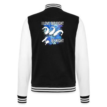 Waller Welssilhouette Angelrute und Farbkleckse - College-Sweatjacke - Schwarz/Weiß - Hinten - Marisol (170cm)