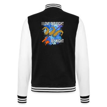 Waller Welssilhouette Angelrute und Farbkleckse - College-Sweatjacke - Schwarz/Weiß - Hinten - Marisol (170cm)