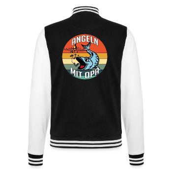 Angeln mit Opa ist am schönsten - College-Sweatjacke - Schwarz/Weiß - Hinten - Marisol (170cm)