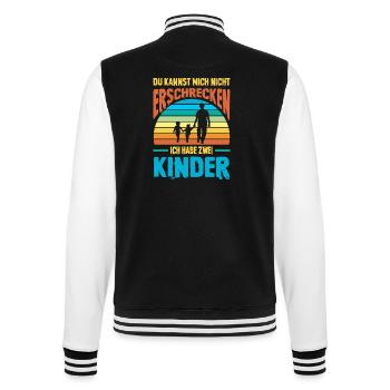 Papa 2 Kinder Geschenk Spruch Vater Geburtstag - College-Sweatjacke - Schwarz/Weiß - Hinten - Marisol (170cm)
