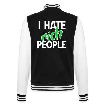 Rich Saying Money Irony - College Sweat Jacket - black/white - Back - Marisol (170cm)