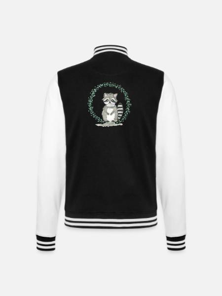 racoon - College Sweat Jacket - black/white