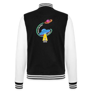 take me to my home Planet - ADHD - College-Sweatjacke - Schwarz/Weiß - Hinten - Marisol (170cm)