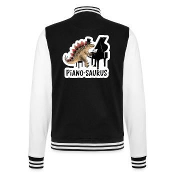 Pianosaurus Dino Klavier Spieler - College-Sweatjacke - Schwarz/Weiß - Hinten - Marisol (170cm)