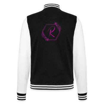 R Monogramm im Hexagon mit Blumen - College-Sweatjacke - Schwarz/Weiß - Hinten - Marisol (170cm)