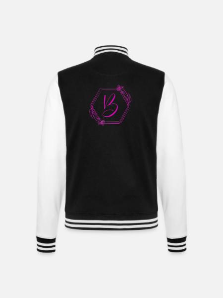 Monogramm B im Blütenrahmen - College-Sweatjacke - Schwarz/Weiß