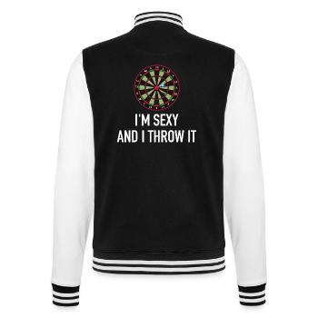 Darts - I'm sexy and I throw it - Dartscheibe - College-Sweatjacke - Schwarz/Weiß - Hinten - Marisol (170cm)