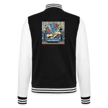 Keyboard & Synthesizer Umarmung 1 - College-Sweatjacke - Schwarz/Weiß - Hinten - Marisol (170cm)