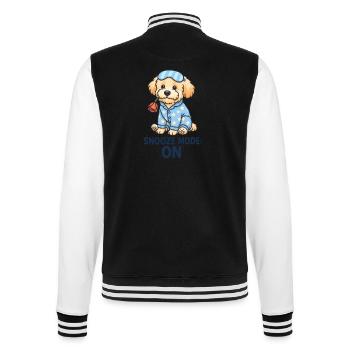 Maltipoo im Pyjama mit Rose – Snooze Mode ON - College-Sweatjacke - Schwarz/Weiß - Hinten - Marisol (170cm)