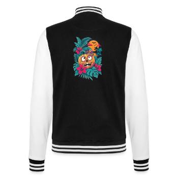 Skelett-Kürbis und tropischer Mond - College-Sweatjacke - Schwarz/Weiß - Hinten - Marisol (170cm)
