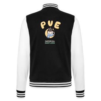 Cozy Gamer PvE Farming All Night Long Design - College-Sweatjacke - Schwarz/Weiß - Hinten - Marisol (170cm)