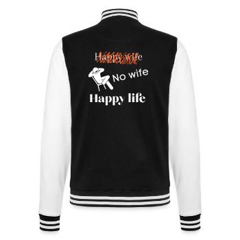 Keine Ehefrau, glückliches Leben, geschieden und glücklich - College-Sweatjacke - Schwarz/Weiß - Hinten - Marisol (170cm)