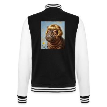 Lustiges Nilpferd Bob Haarschnitt - College-Sweatjacke - Schwarz/Weiß - Hinten - Marisol (170cm)